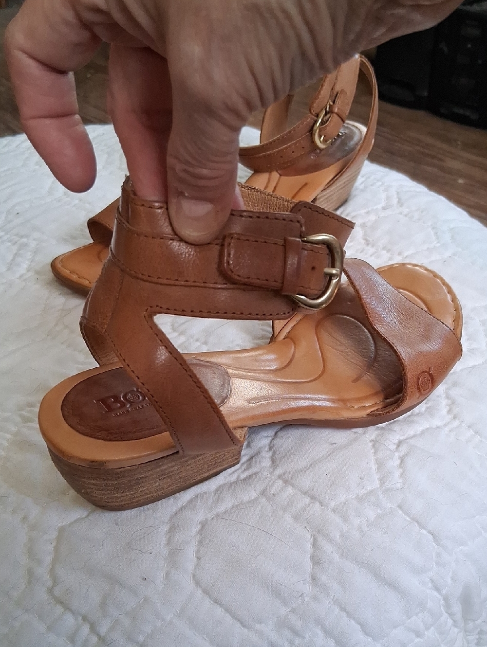Born Tan Leather Ankle Strap Sandals - Picture 4 of 9